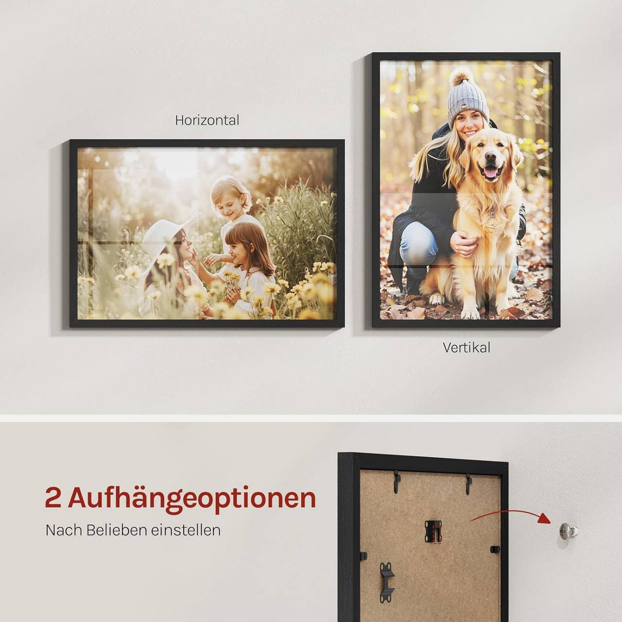 24goodz Set of 3 Photo Frames - High-Quality MDF - Versatile Display Options - MDF - For Everyone - Black