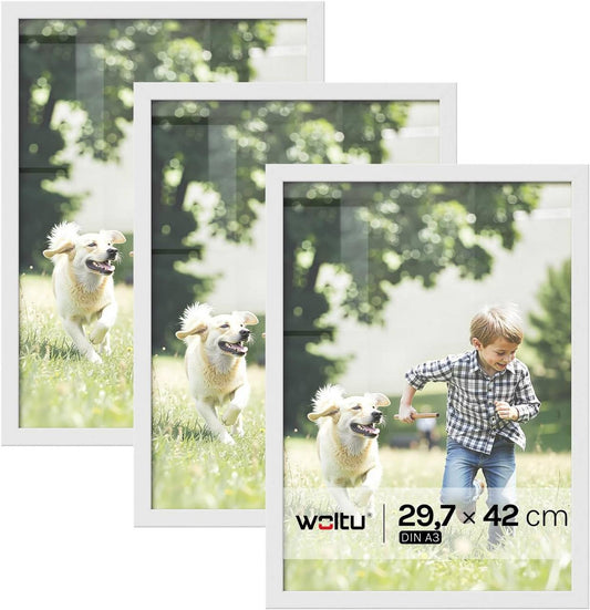 24goodz Set of 3 Photo Frames - Durable MDF Construction - Versatile Display Options - MDF - For Everyone - White