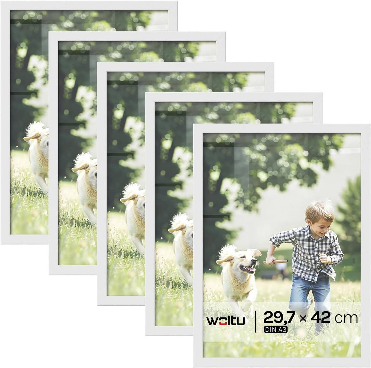 24goodz Set of 5 Photo Frames - Durable MDF Construction - Versatile Display Options - MDF - For Home Decor - White
