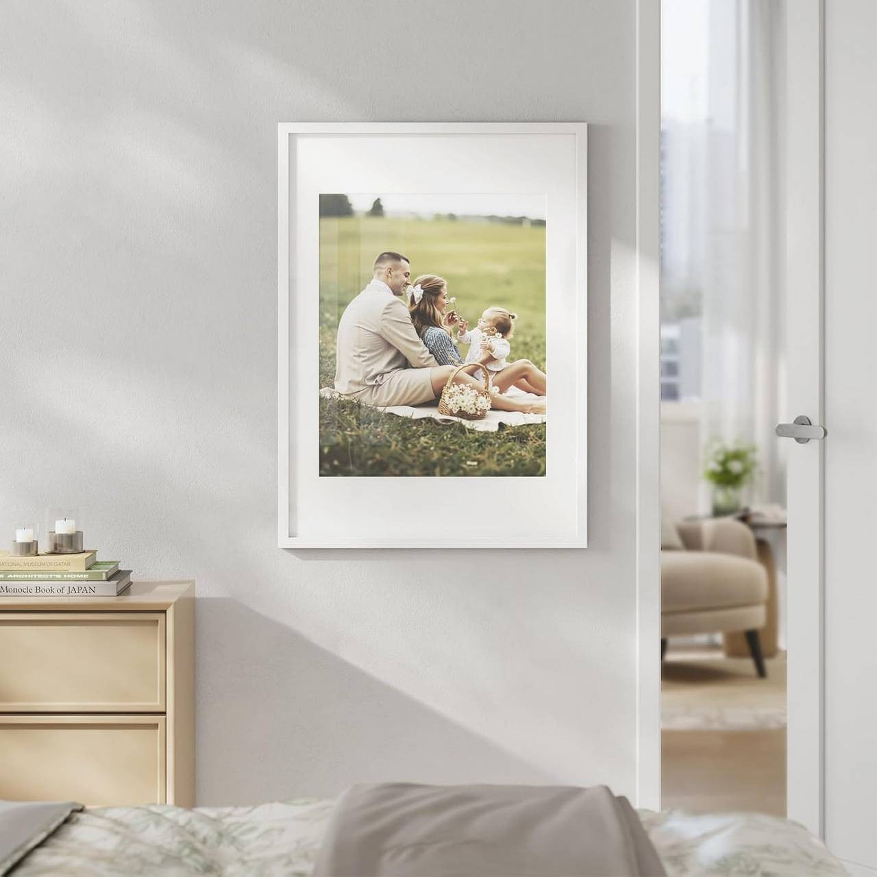 24goodz Set of 3 Photo Frames - Durable MDF Construction - Versatile Display Options - MDF - For Everyone - White