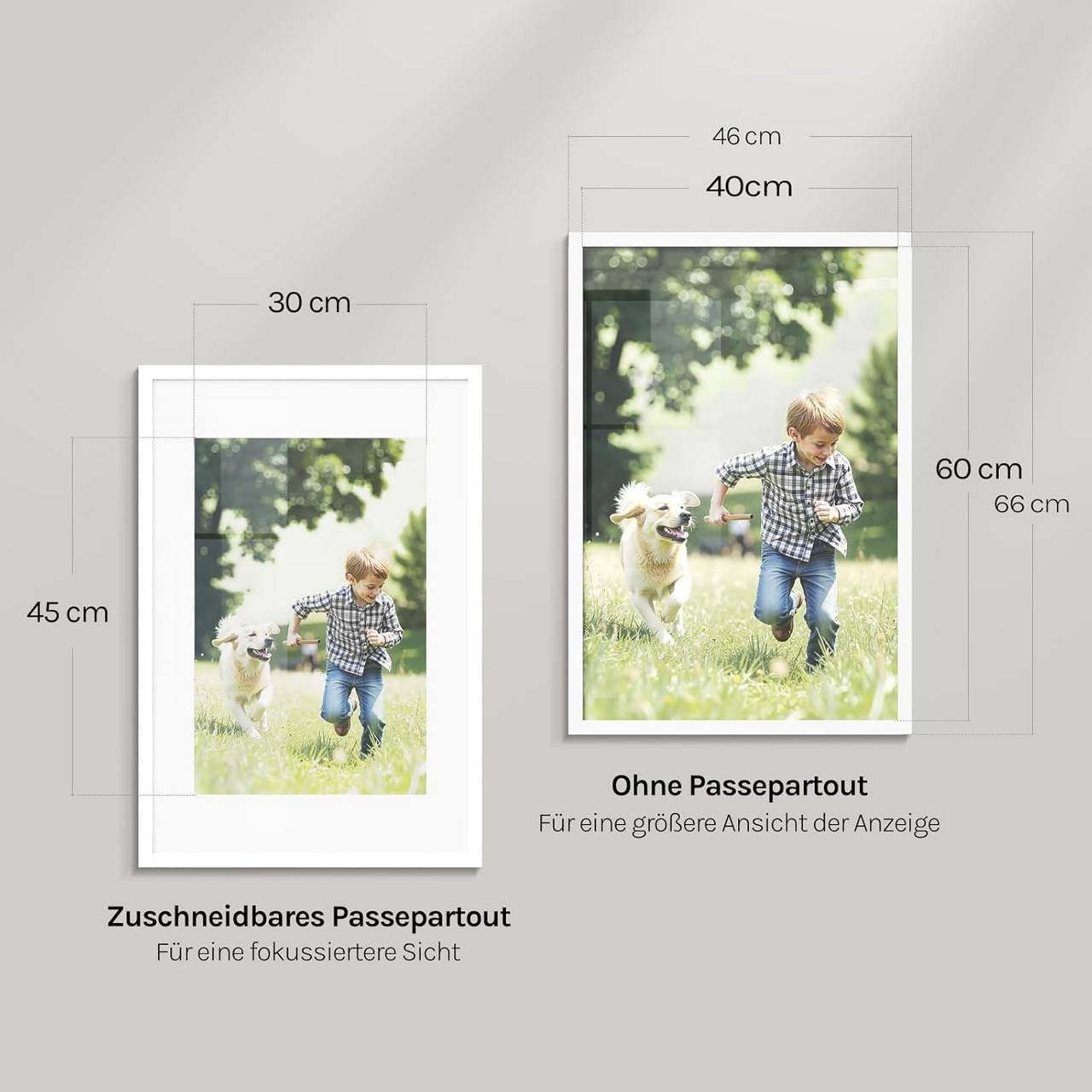 24goodz Wooden Photo Frame with Paper Passe-Partout - Eco-Friendly MDF - Versatile Display Options - 40x60 cm - White