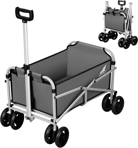 24goodz Foldable Hand Cart with Brake - Easy to Store - 80 kg Load Capacity - Metal and 600D Oxford Fabric - Dark Grey