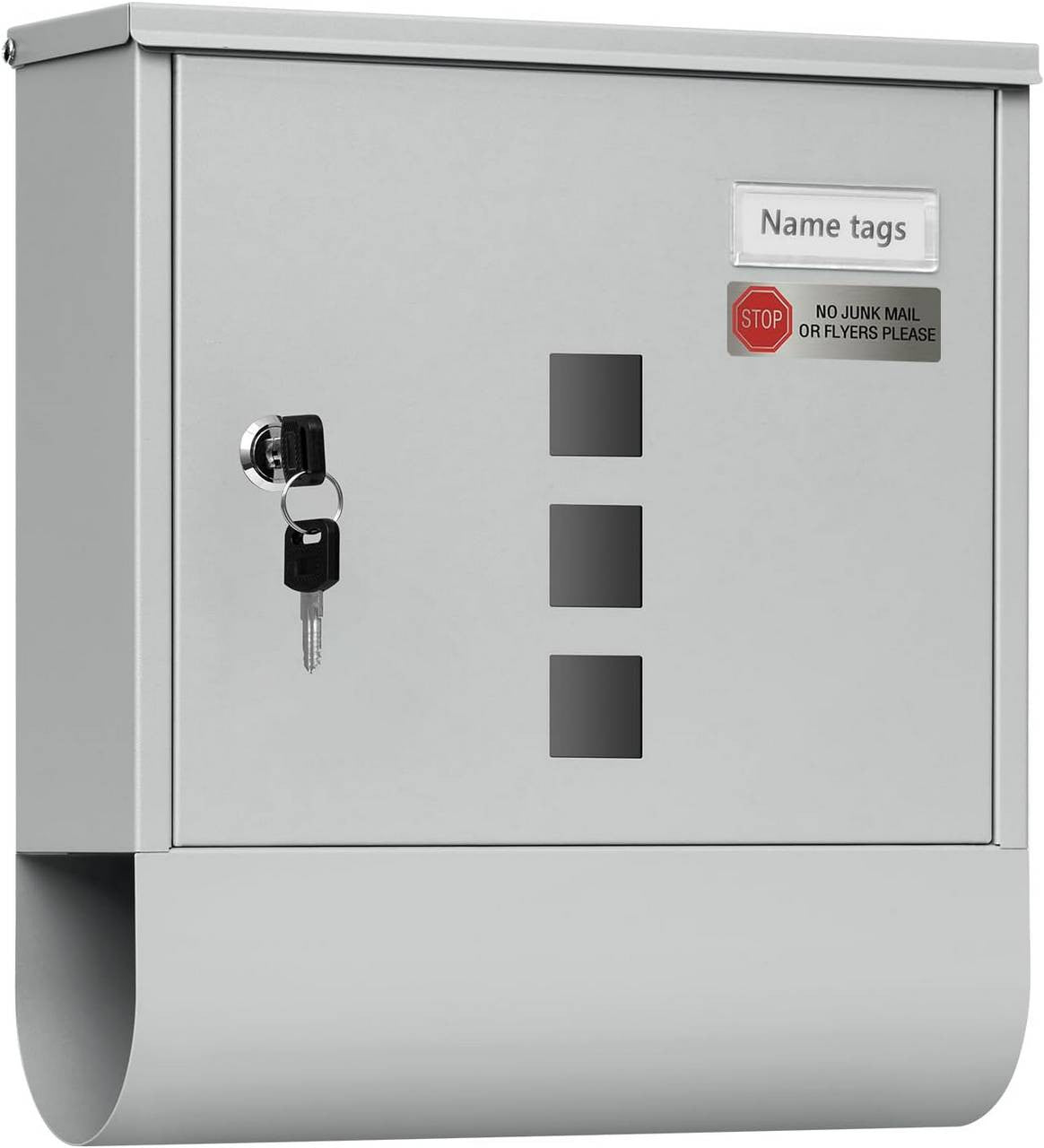 24goodz Mailbox with Newspaper Compartment - Modern Design - Galvanized Steel - For Homeowners - Grey