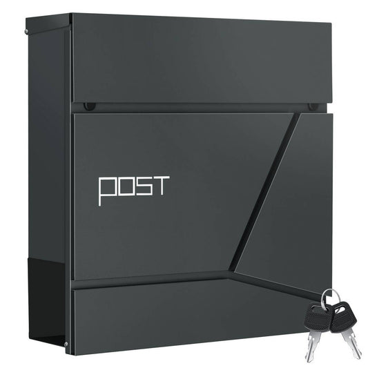 24goodz Modern Wall-Mounted Mailbox with Newspaper Compartment - Elegant Design - High-Quality Galvanized Steel - For Homeowners - Anthracite