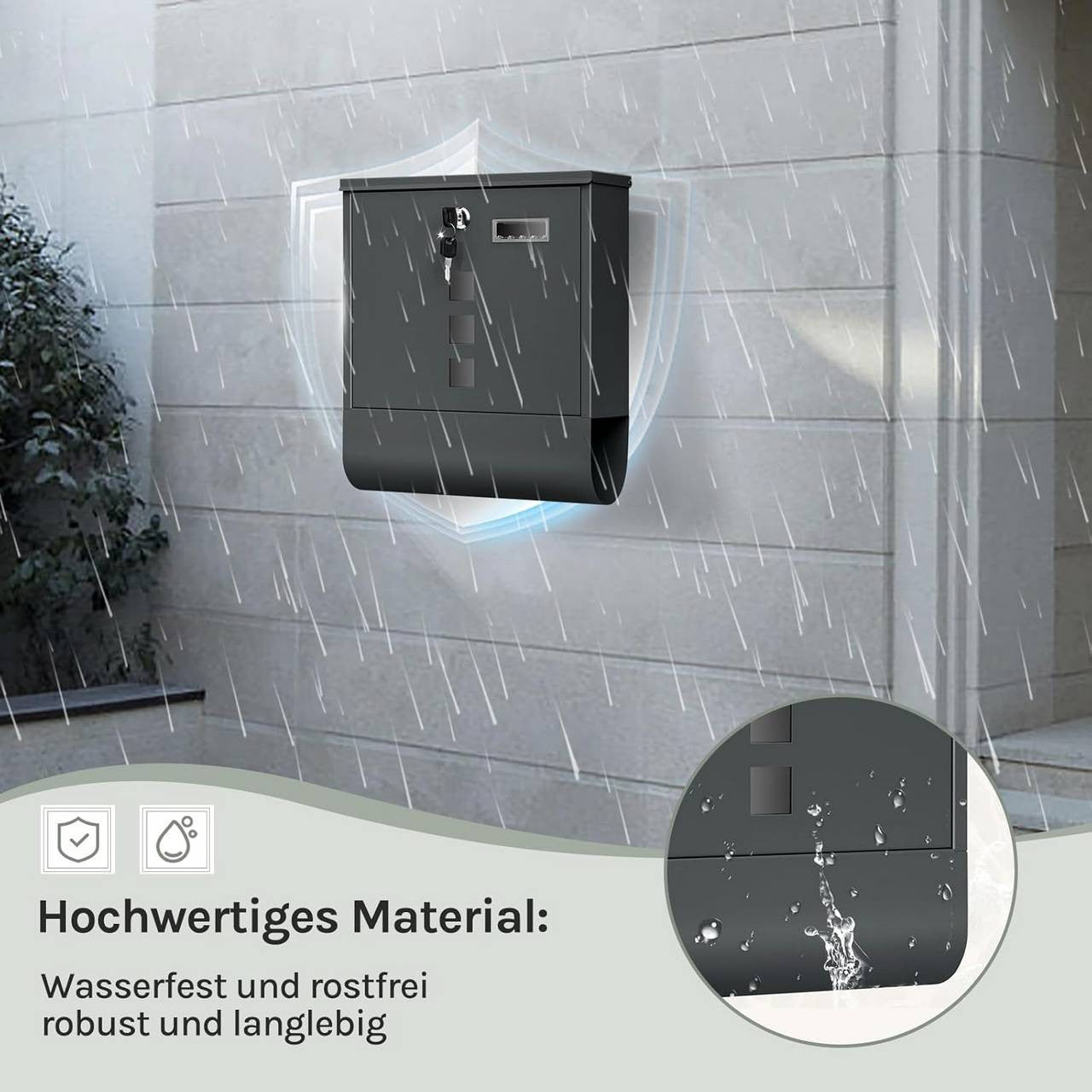 24goodz Mailbox with Newspaper Slot and Nameplate - Organized Storage - Durable Galvanized Steel - For Homeowners - Anthracite