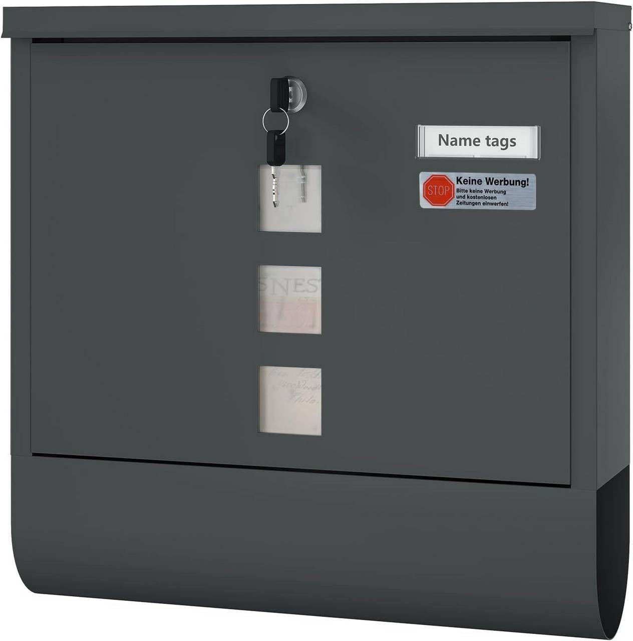 24goodz Wall-Mounted Mailbox with Newspaper Compartment - Spacious Storage - Durable Galvanized Steel - For Homeowners - Anthracite