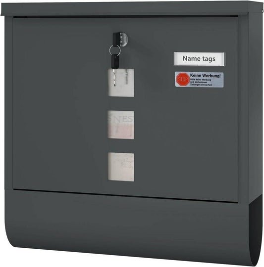 24goodz Wall-Mounted Mailbox with Newspaper Compartment - Spacious Storage - Durable Galvanized Steel - For Homeowners - Anthracite