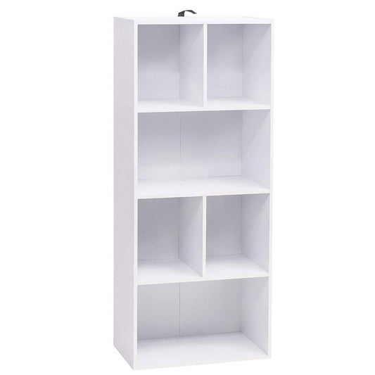 24goodz White Bookcase with 6 Compartments - Space-Saving Design - Sturdy MDF - For Home Organization - 50 x 30 x 118 cm - ws