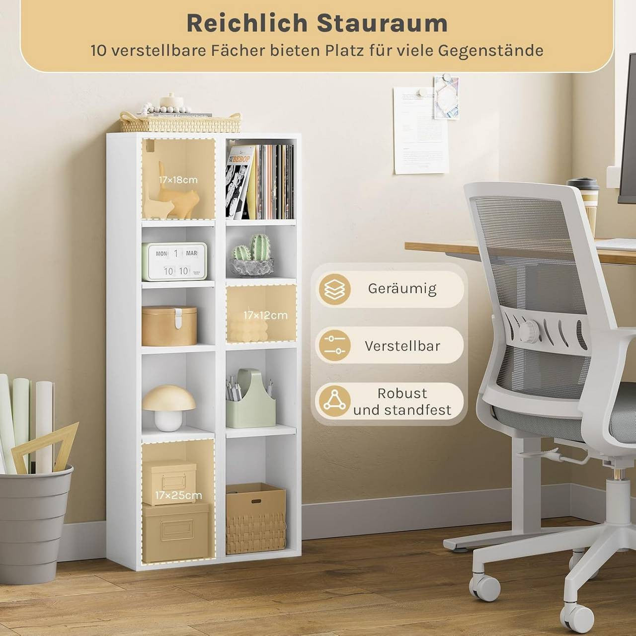 24goodz Cube Shelf Set of 2 - Spacious Storage Solution - Durable MDF - For Home Organization - White/Light Oak