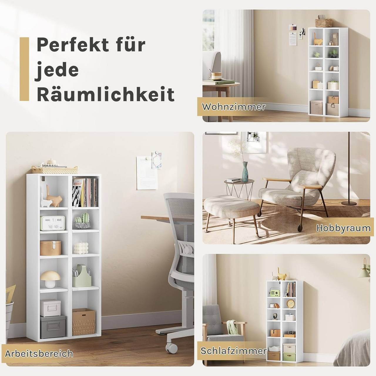 24goodz Cube Shelf Set of 2 - Spacious Storage Solution - Durable MDF - For Home Organization - White/Light Oak