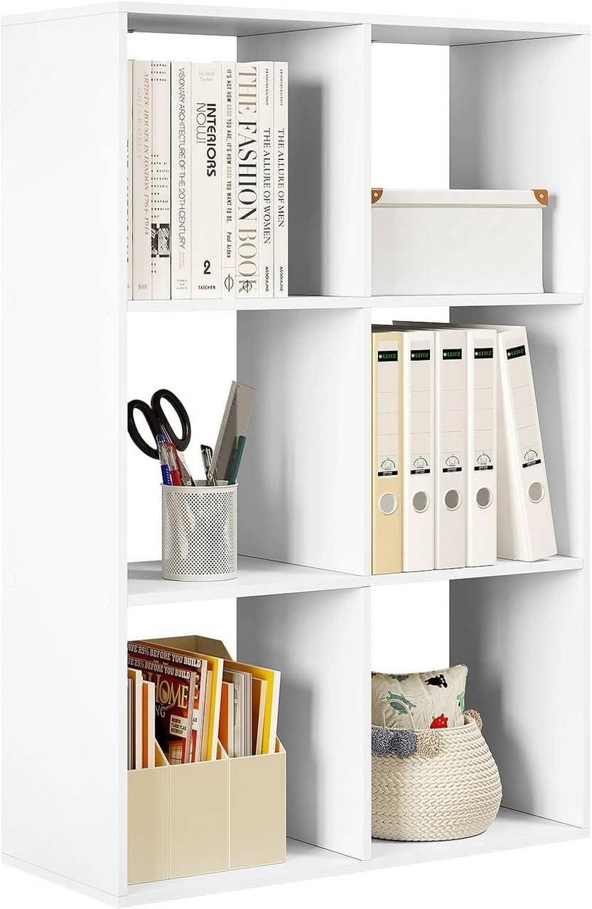 24goodz White Bookshelf with 3 Levels - Ample Storage Space - E1 Wood Material - For Home & Office - 71 x 106 x 29 cm