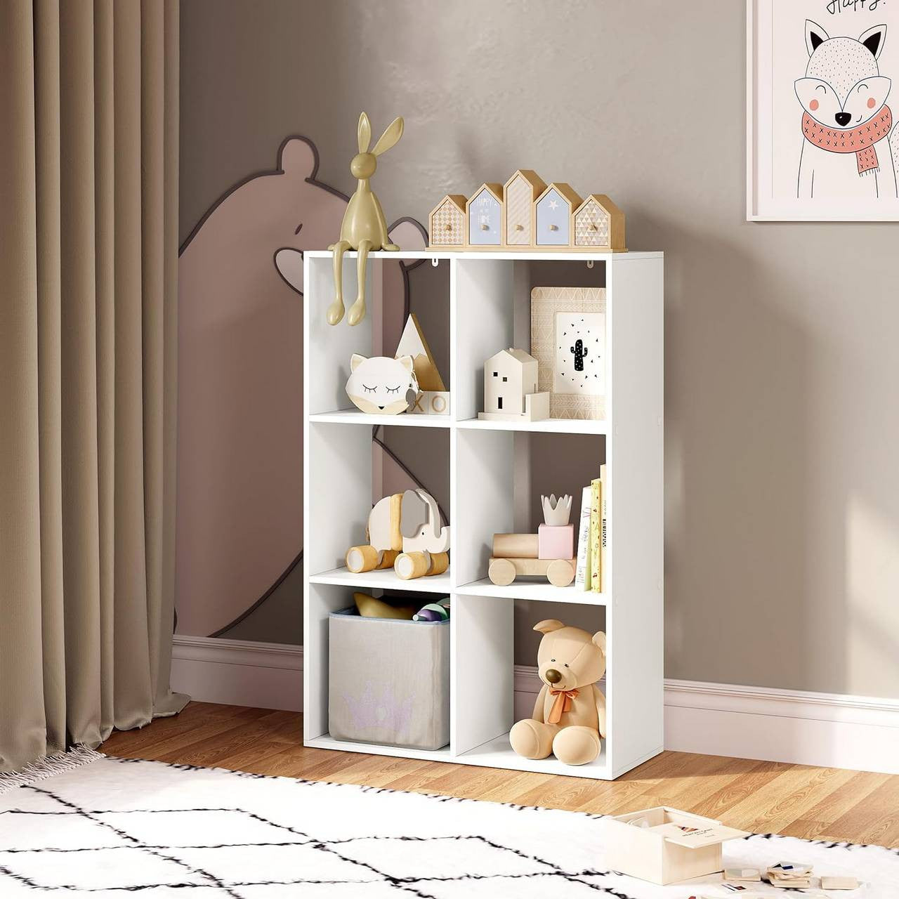 24goodz White Bookshelf with 3 Levels - Ample Storage Space - E1 Wood Material - For Home & Office - 71 x 106 x 29 cm