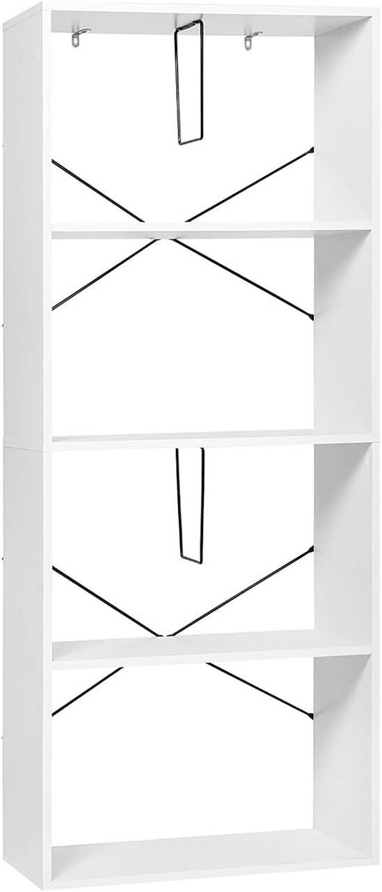 24goodz 4-Tier Bookshelf - Durable and Stylish - E1 Wood Material - For Home and Office - White