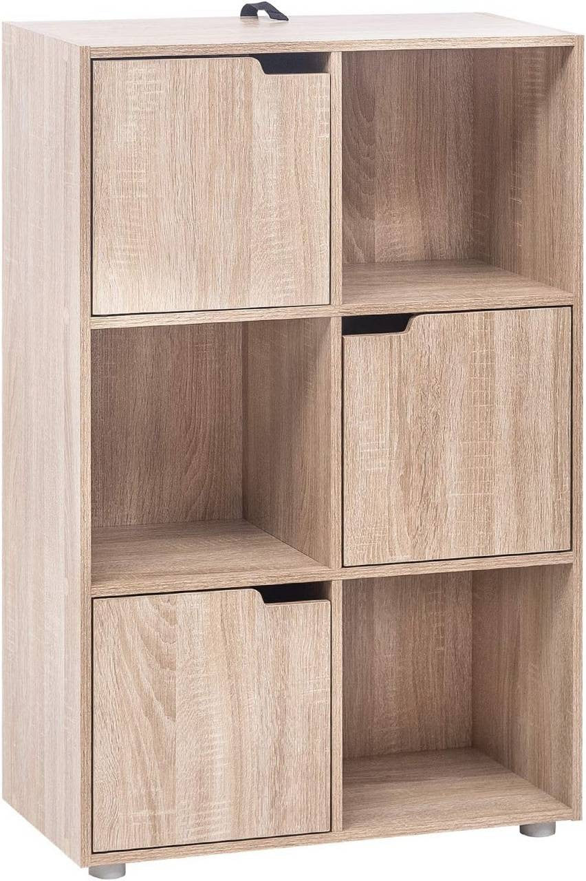 24goodz Oak Bookcase - Stable and Safe Construction - Multifunctional Storage Solution - E1 Wood Material - Light Oak - 29 x 91 x 59.6 cm - hei