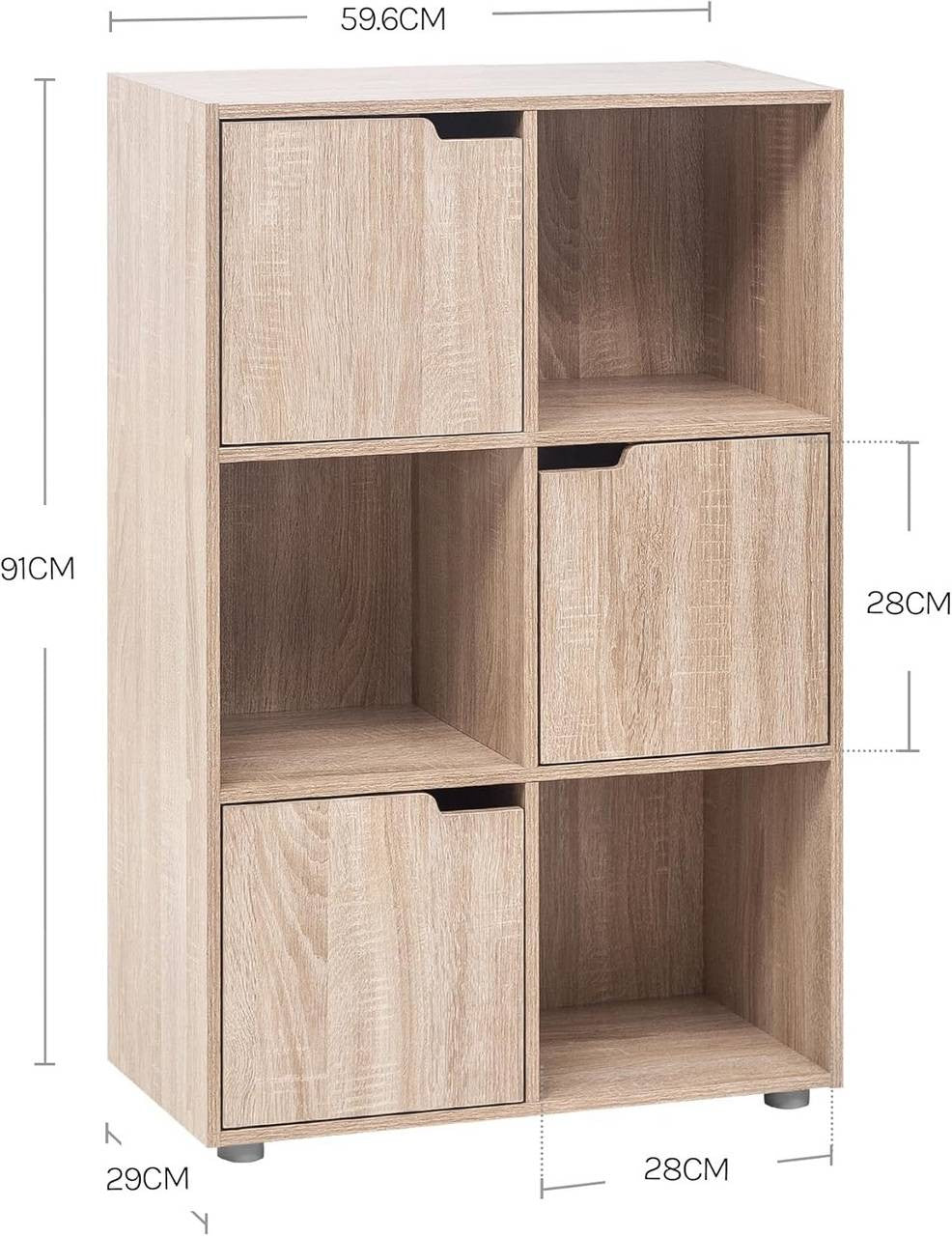 24goodz Oak Bookcase - Stable and Safe Construction - Multifunctional Storage Solution - E1 Wood Material - Light Oak - 29 x 91 x 59.6 cm - hei