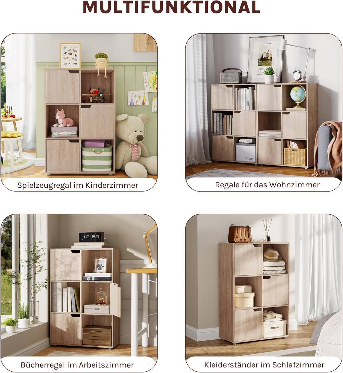 24goodz Oak Bookcase - Stable and Safe Construction - Multifunctional Storage Solution - E1 Wood Material - Light Oak - 29 x 91 x 59.6 cm - hei