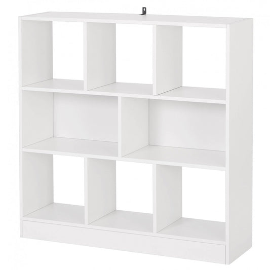 24goodz White Bookshelf with 8 Shelves - Robust and Versatile - E1 Particle Board - For Home and Office - 97.5 x 100 x 30 cm - ws