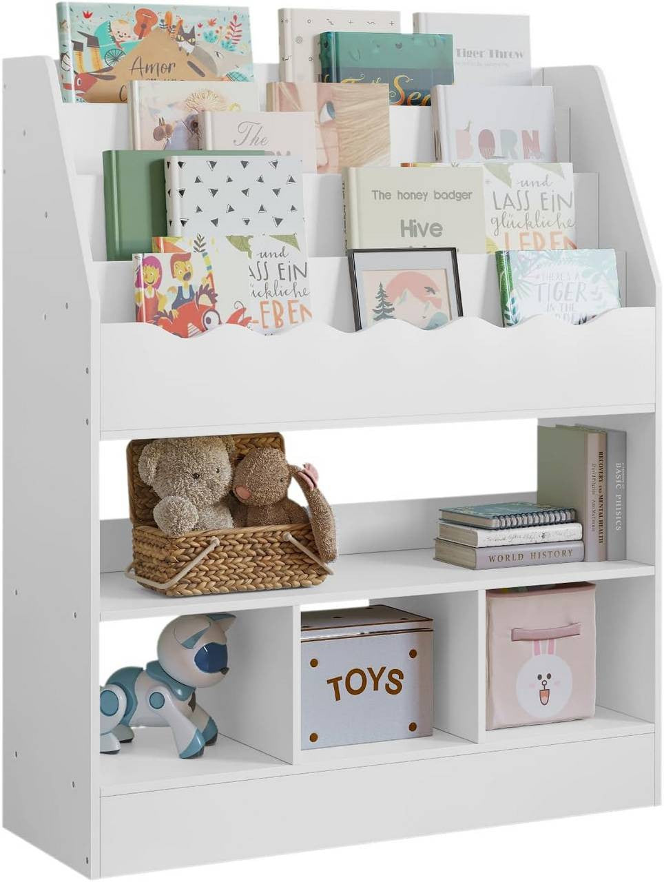 24goodz Kids Book Shelf - Open Storage for Easy Access - MDF - For Children - White