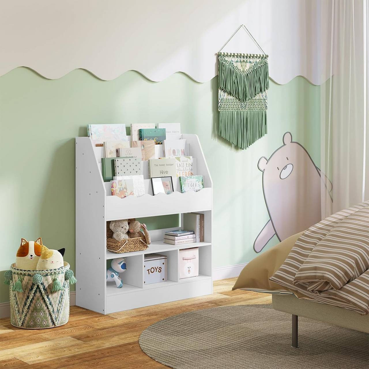 24goodz Kids Book Shelf - Open Storage for Easy Access - MDF - For Children - White