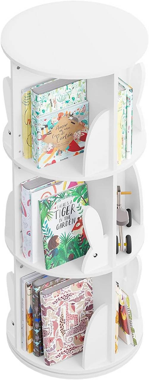 24goodz Kids Bookcase - 360° Rotatable & Stable - E1 MDF - For Children - White