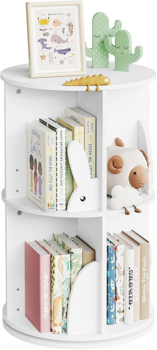 24goodz Rotating Children's Bookcase - 360° Rotatable & Stable - E1 Class MDF - For Children - White