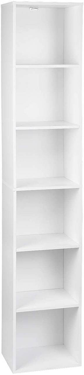 24goodz 6-Shelf Bookcase - Stable and Safe Design - Melamine Veneer - For Home and Office - Light Oak/White - ws