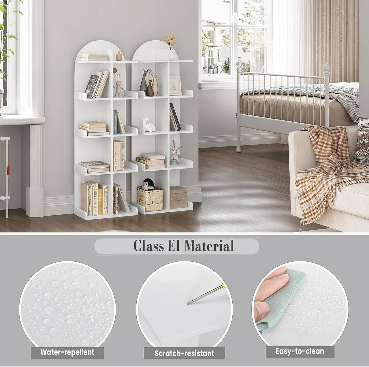 24goodz Freestanding Bookshelf - Spacious 10 Shelves - Sturdy and Stable - E1 Wood - For Home and Office - White
