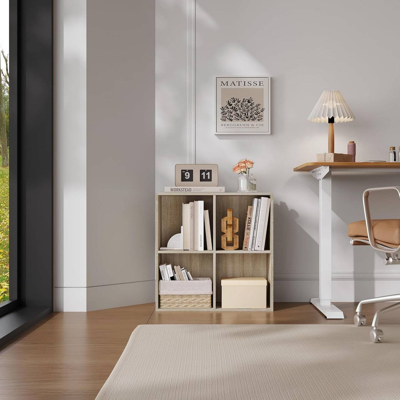 24goodz Cube Bookshelf - Sturdy and Safe Construction - Space-Saving Design - E1 Wood-Based Material - Light Oak - hei