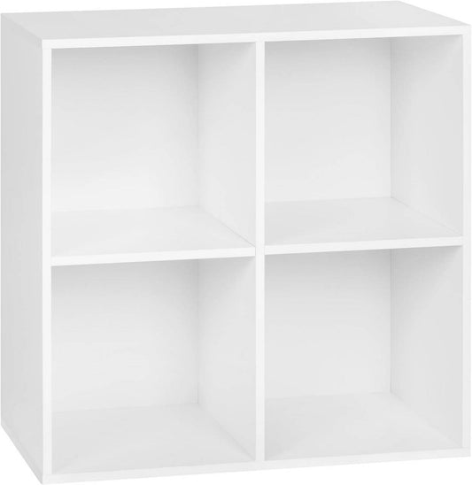 24goodz Cube Shelf with 4 Compartments - Space-Saving Design - Easy to Assemble - Wood-Based Material - White - ws