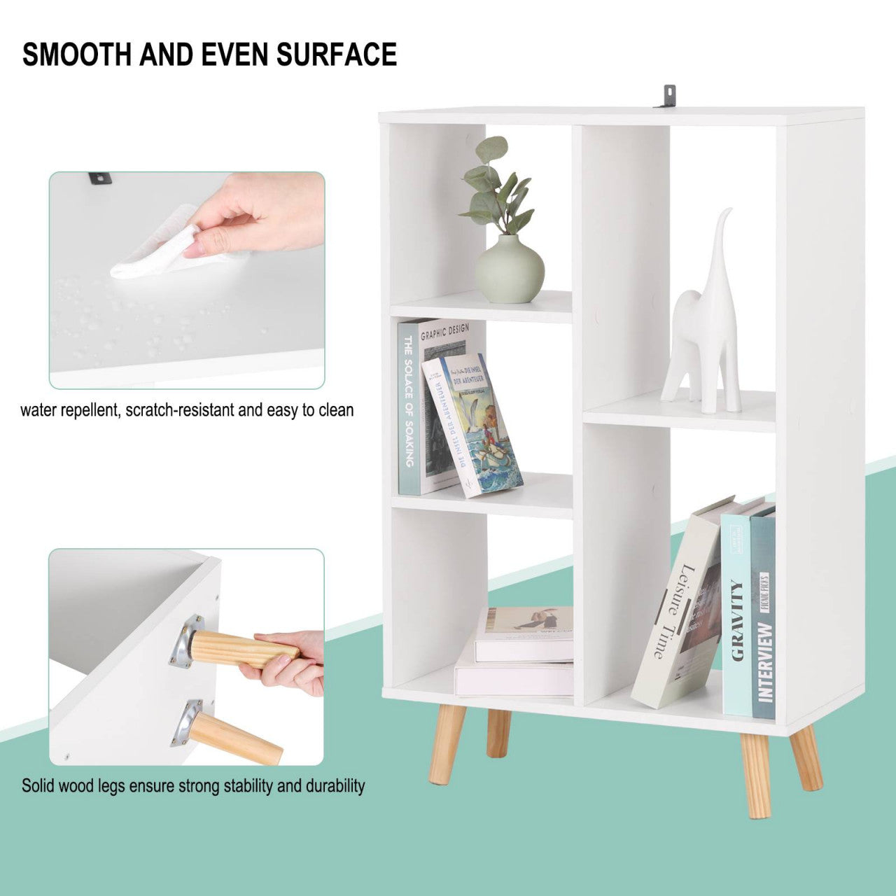 24goodz Cube Shelf Bookcase - Modern Design - Durable and Stable - E1 Wood-Based Material - White - 60 x 95 x 30 cm - ws