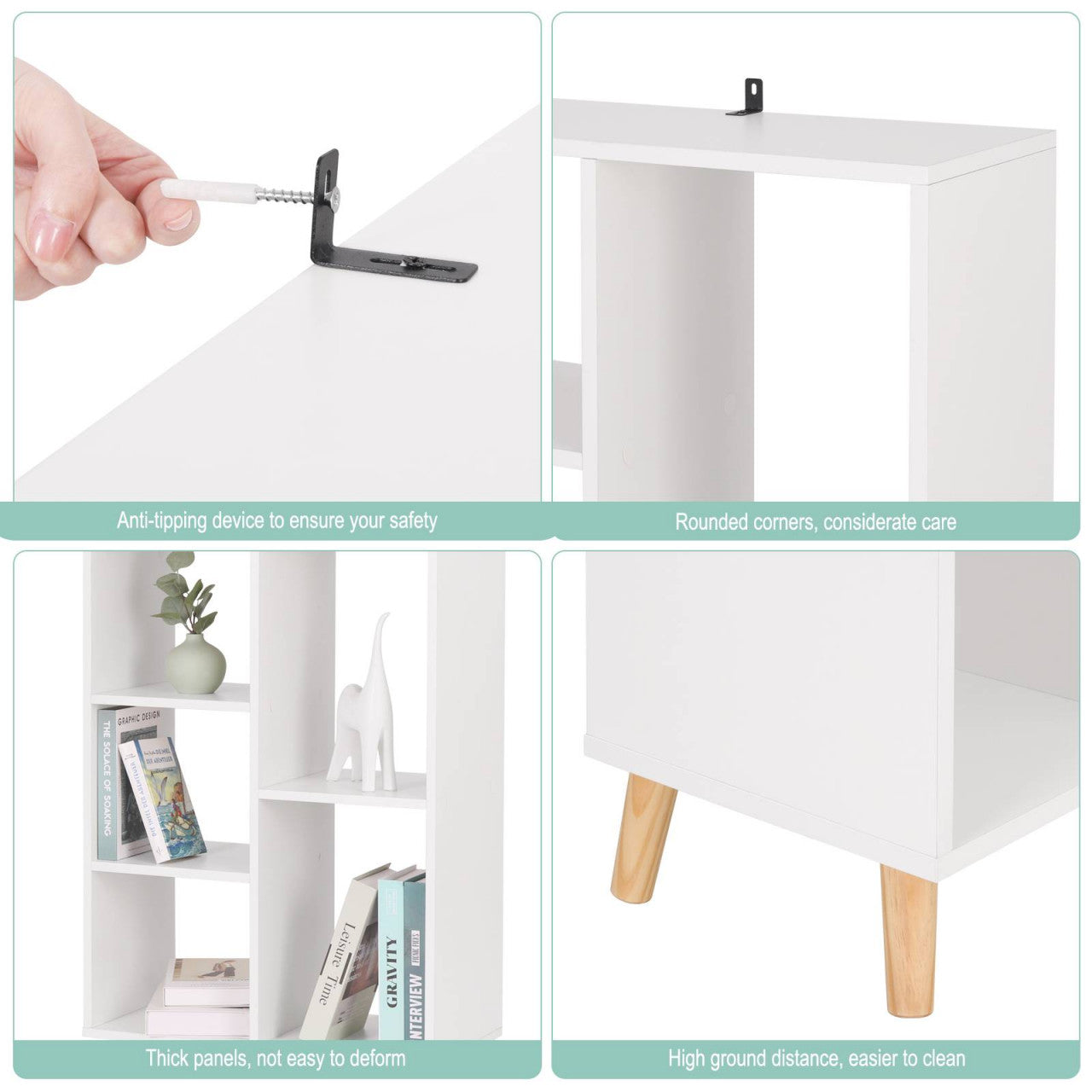 24goodz Cube Shelf Bookcase - Modern Design - Durable and Stable - E1 Wood-Based Material - White - 60 x 95 x 30 cm - ws