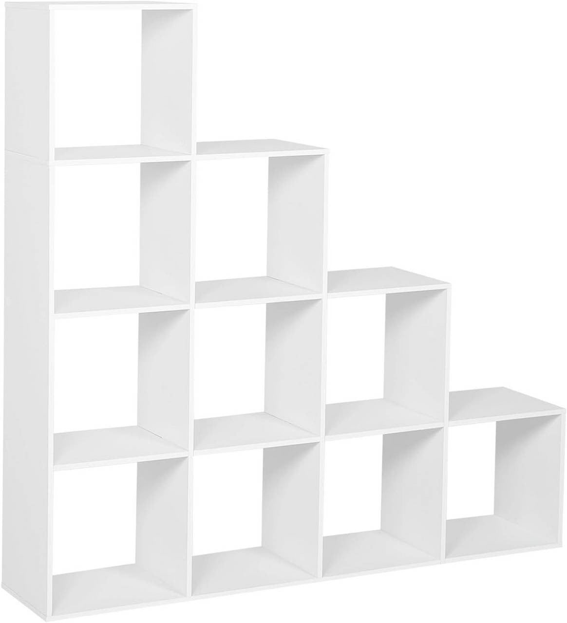 24goodz Stylish Bookshelf with 10 Compartments - Large Storage Capacity - E1 Wood Material - For Home & Office - White