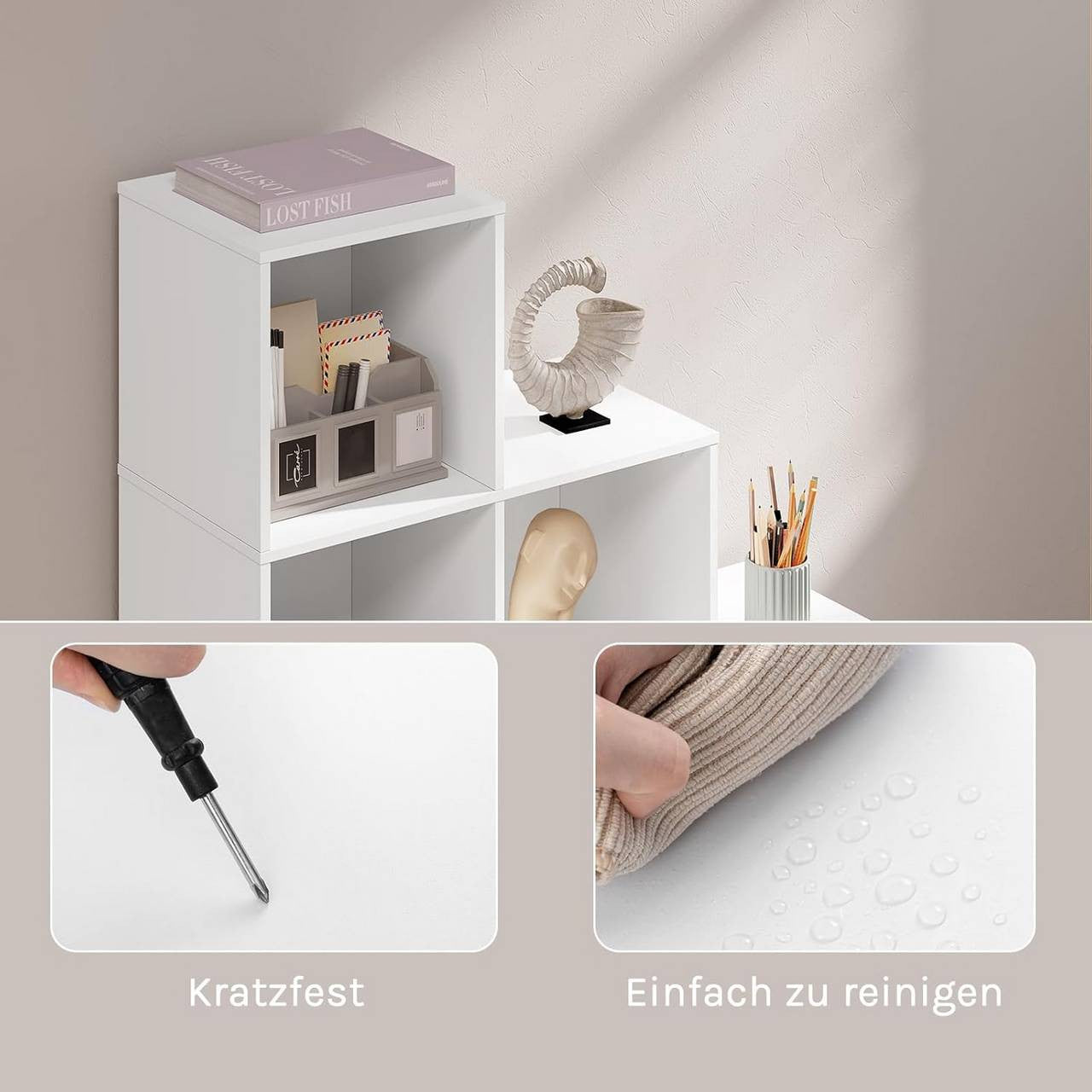24goodz Cube Shelf with 10 Compartments - Stylish and Practical Design - Wood Material - For Home and Office - White/Oak
