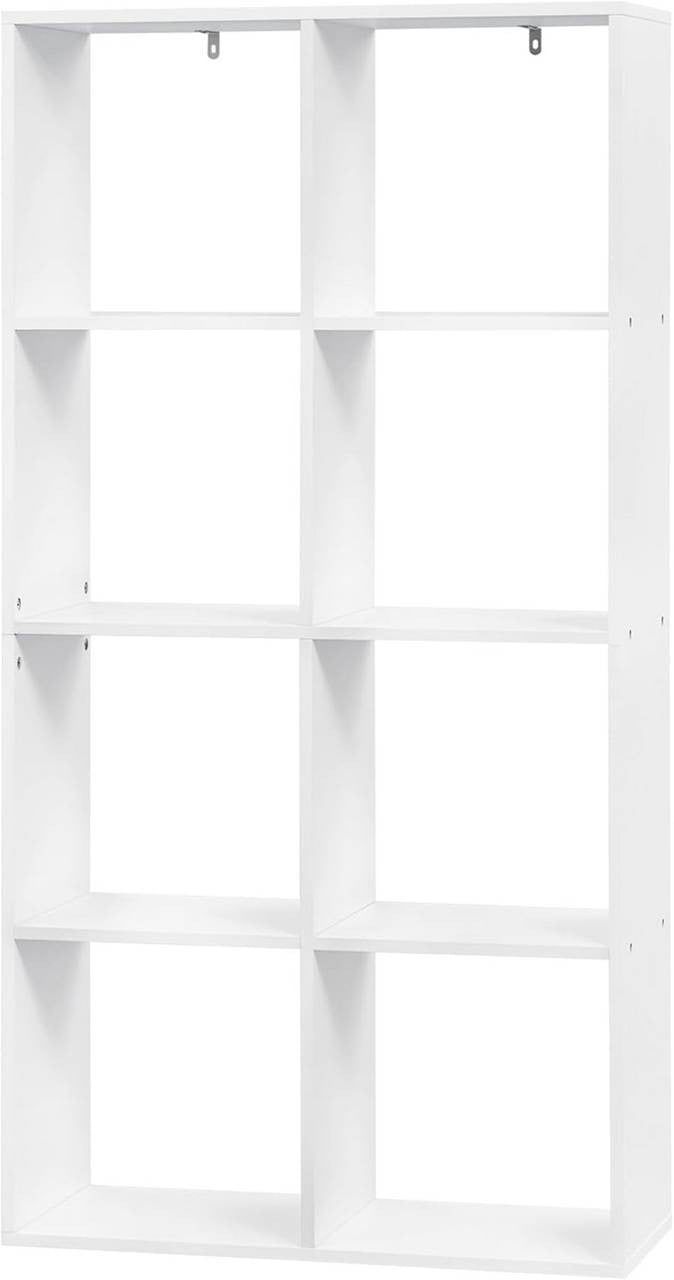 24goodz Bookshelf with 4 Levels and 8 Compartments - Ample Storage Space - E1 Wood Material - White - 71x141x29 cm