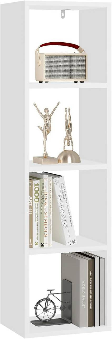 24goodz Cube Shelf with 4 Levels - Spacious Storage Solution - Melamine Faced Wood - For Home & Office - White/Oak