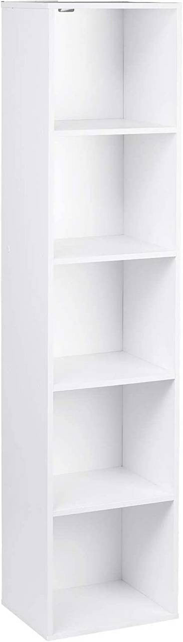 24goodz 5-Shelf Cube Bookcase - Stable and Safe Construction - Versatile Use - MDF - White - 24 x 132 x 30 cm - ws
