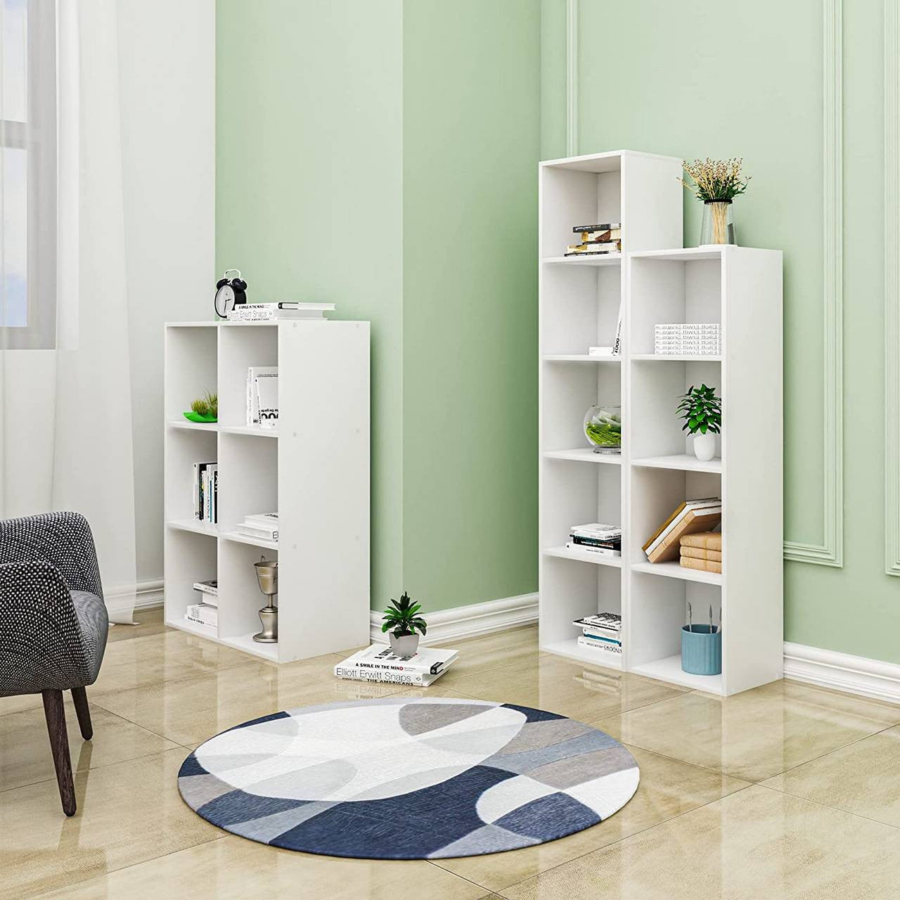 24goodz 5-Shelf Cube Bookcase - Stable and Safe Construction - Versatile Use - MDF - White - 24 x 132 x 30 cm - ws