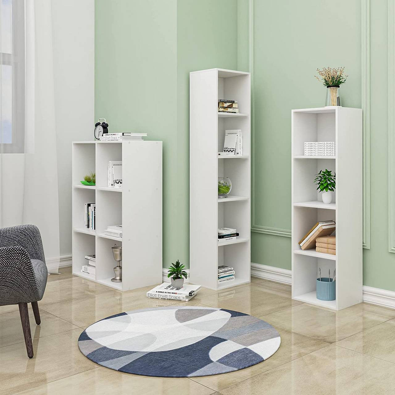 24goodz 5-Shelf Cube Bookcase - Stable and Safe Construction - Versatile Use - MDF - White - 24 x 132 x 30 cm - ws