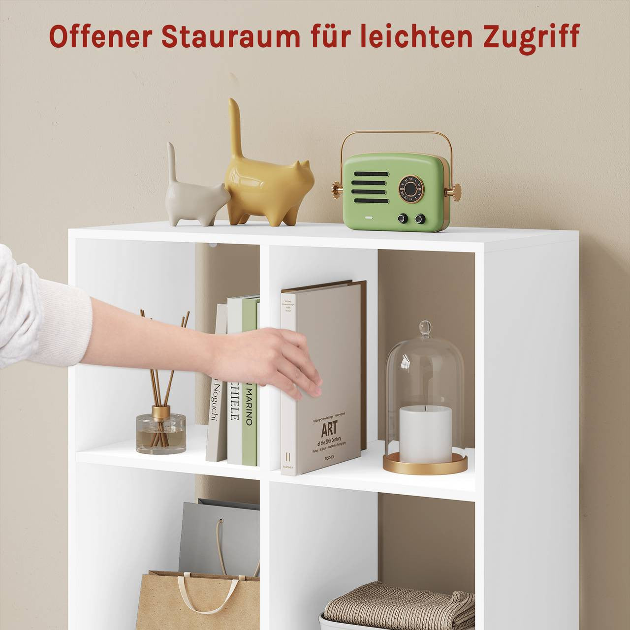 24goodz Bookcase with 6 Cubes - Sturdy and Safe Construction - E1 Grade Wood - For Home and Office - White