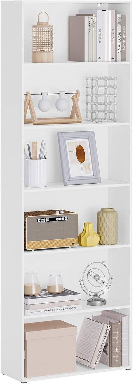 24goodz Bookcase - Ample Storage Space - Modern & Multifunctional - Engineered Wood - For Home & Office - White/Light Oak - 60x180x23.5 cm