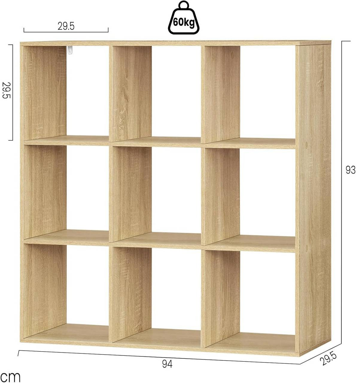 24goodz Cube Shelf with 9 Compartments - Ample Storage Space - E1 Wood Material - For Home and Office - Light Oak