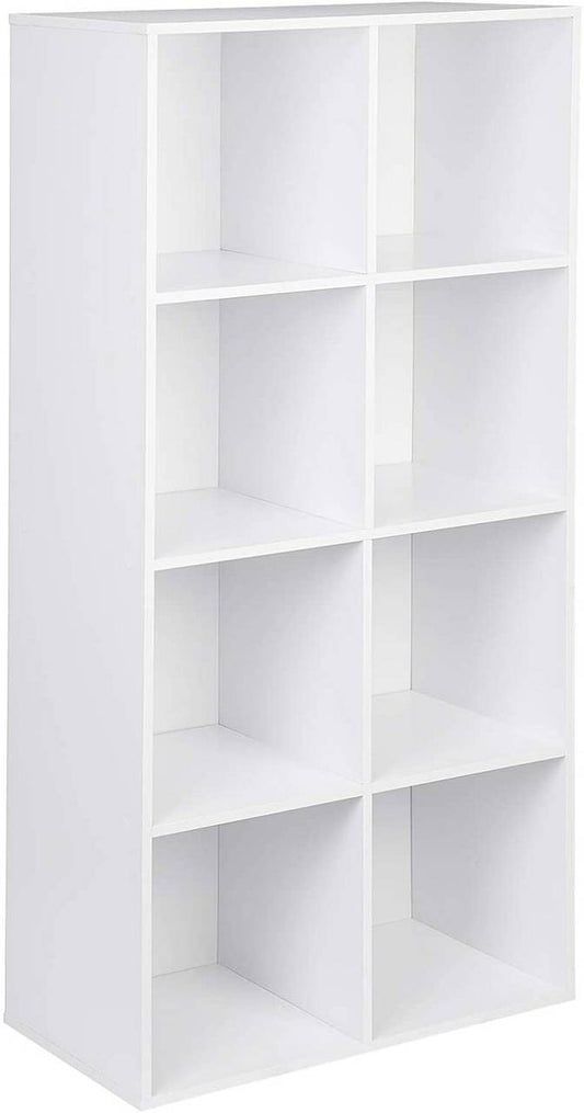24goodz Bookcase with 8 Compartments - Space-Saving Design - MDF - For Home and Office - White - ws