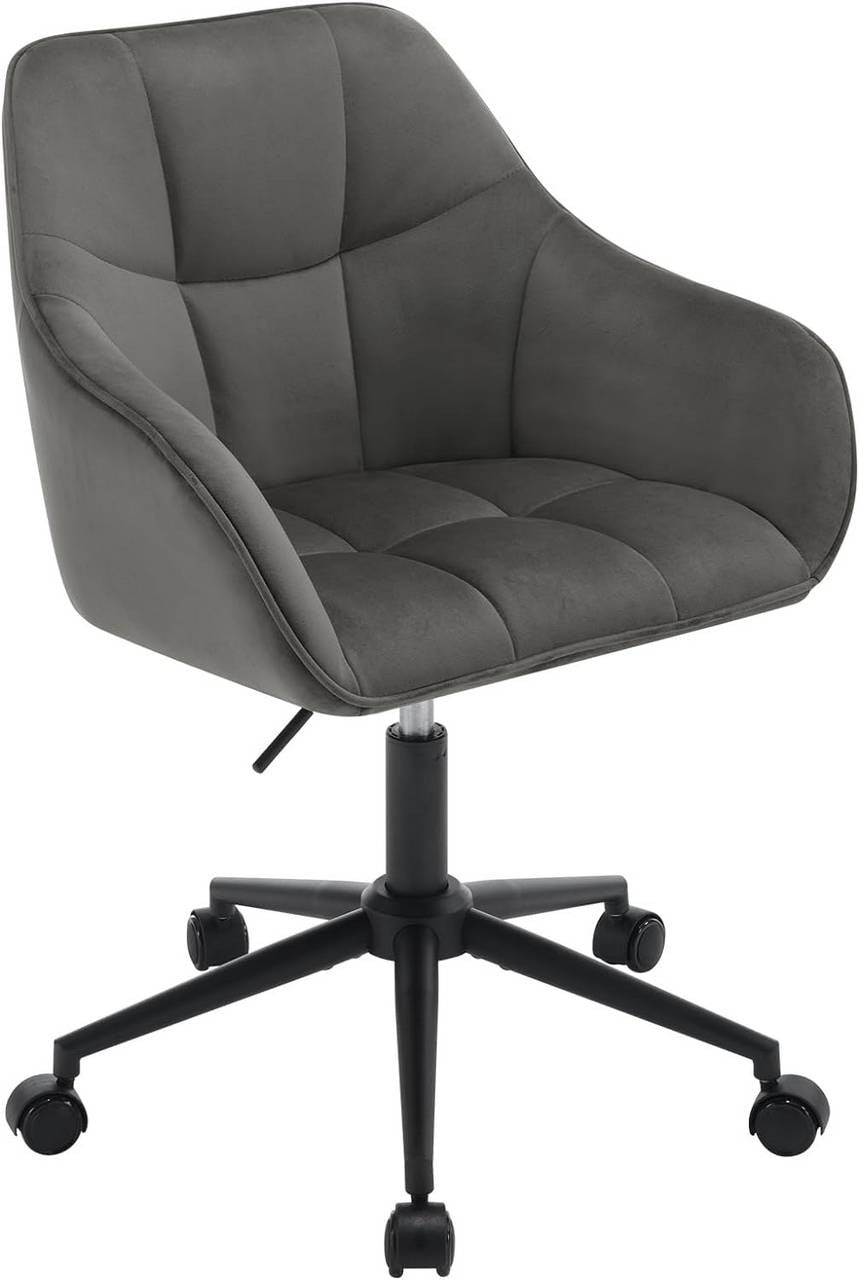 24goodz Ergonomic Office Chair - Stylish & Versatile - Velvet - For Home Office & Makeup - Dark Grey