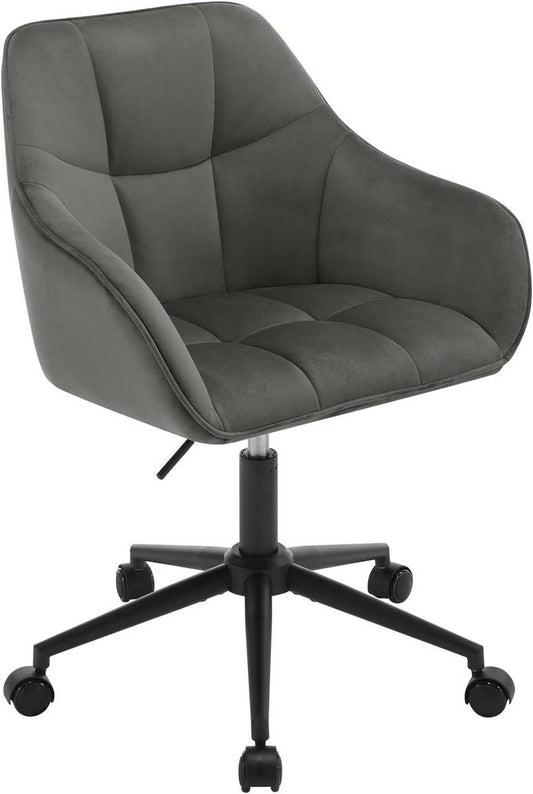 24goodz Ergonomic Office Chair - Stylish & Versatile - Velvet - For Home Office & Makeup - Dark Grey