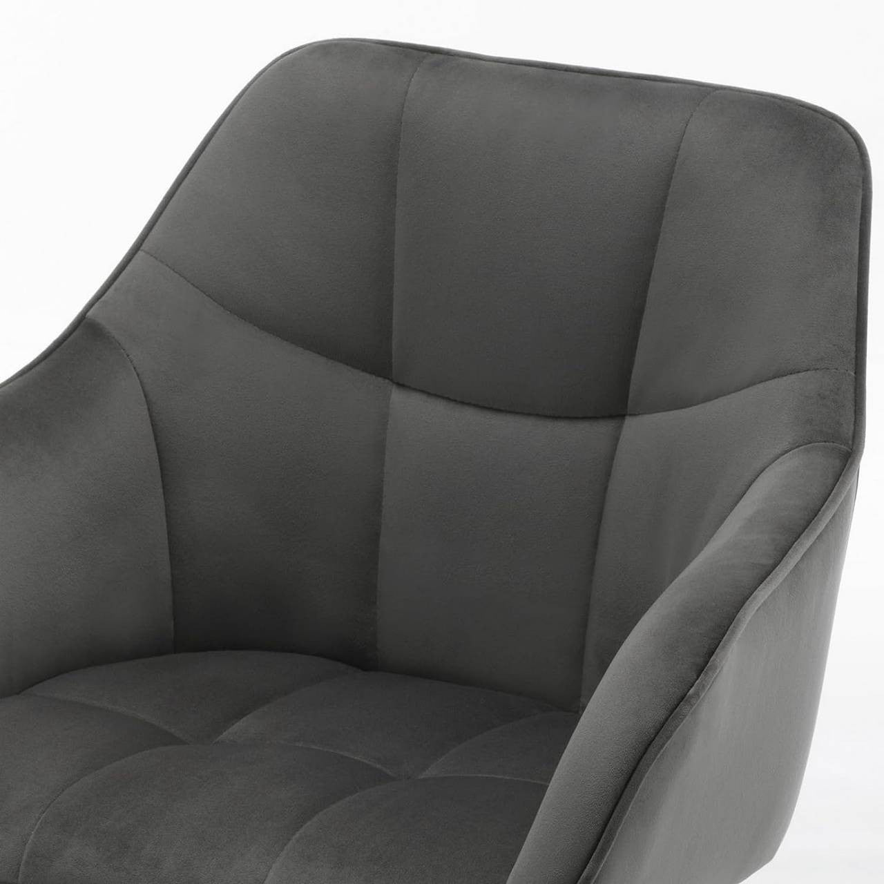 24goodz Ergonomic Office Chair - Stylish & Versatile - Velvet - For Home Office & Makeup - Dark Grey