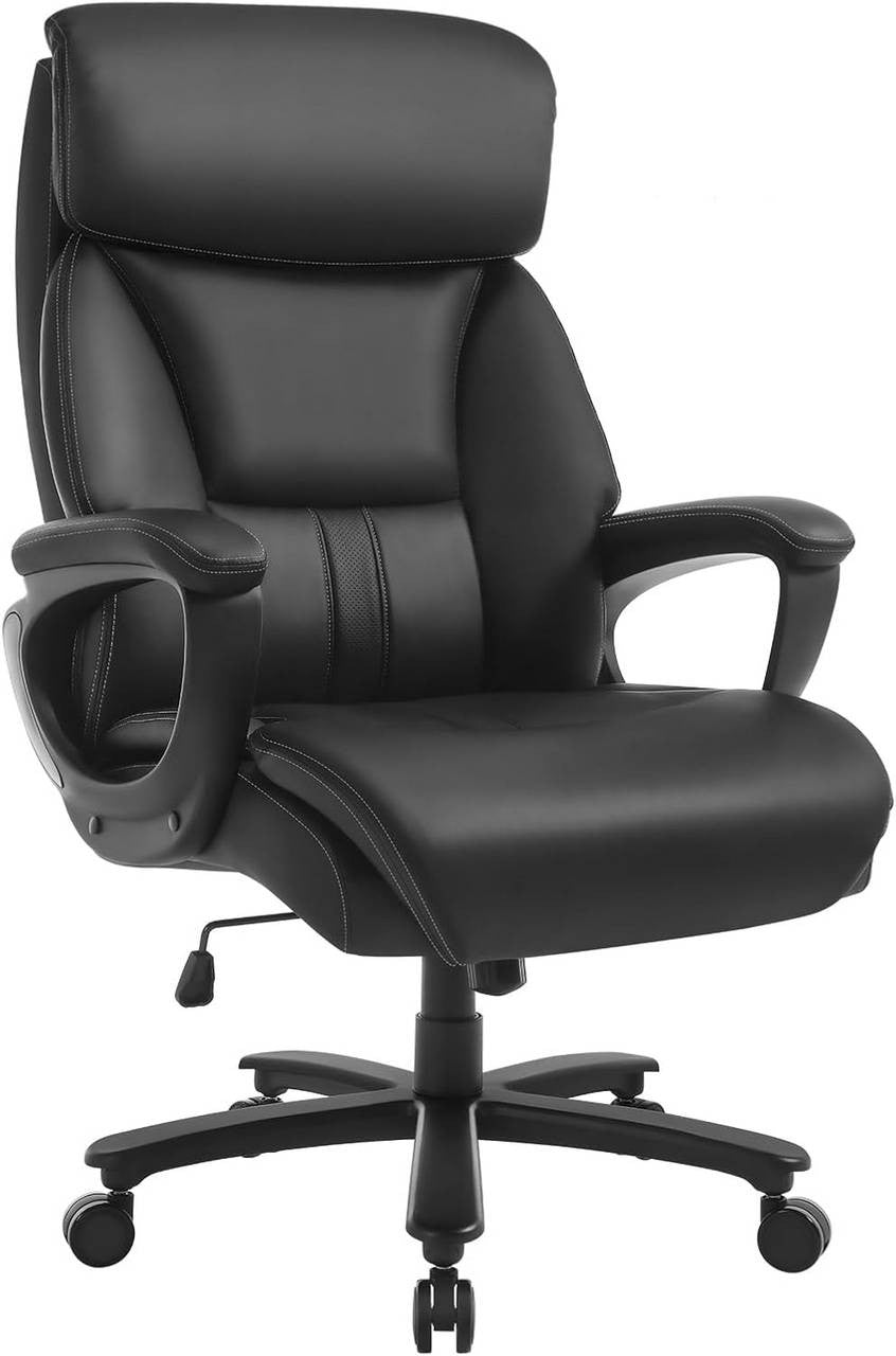 24goodz Ergonomic Office Chair - Exceptional Comfort - Durable PU Material - 150 kg Capacity - Black - Dimensions: 72 x (119-127) x 86 cm
