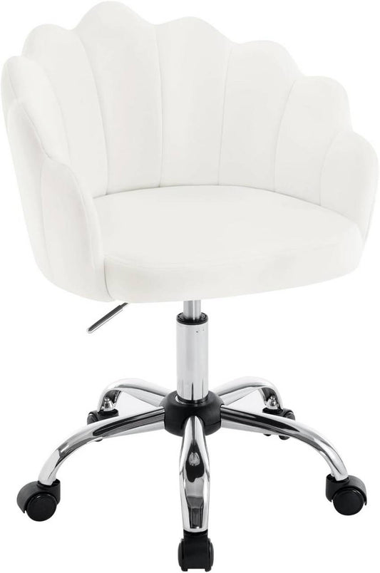 24goodz Velvet Petal Chair - Ergonomic Comfort - Height Adjustable - Velvet and Metal - For Women - Beige/Light Grey/Pink