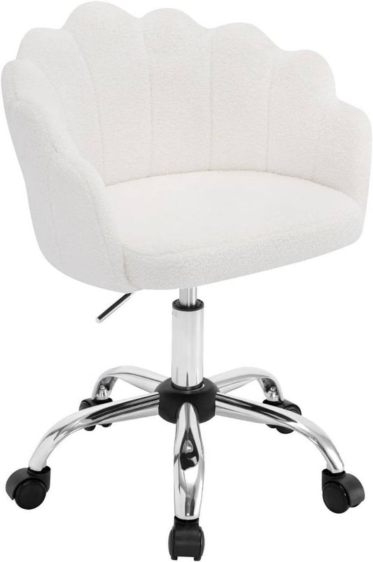 24goodz Elegant Office Chair - Ergonomic Comfort Design - Cashmere Fabric - For Women - Cream White