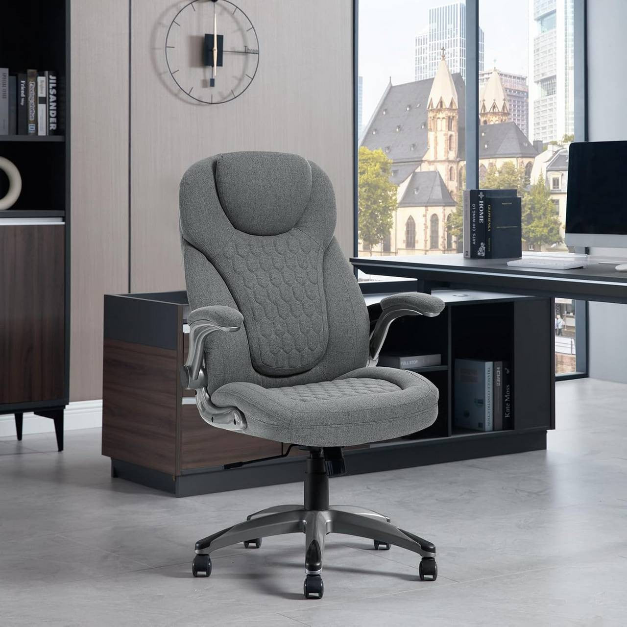 24goodz Ergonomic Office Chair - Ultimate Comfort with Adjustable Height - High-Resilience Foam - For Home Office Use - Grey
