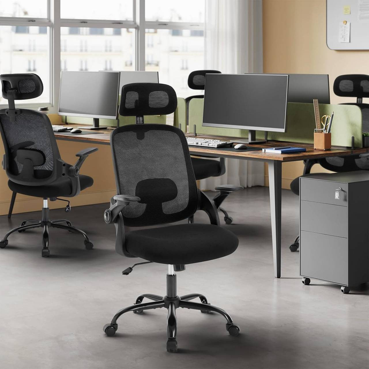 24goodz Ergonomic Office Chair - Relaxing Rocking Function - Mesh Fabric - For Home and Office - Black
